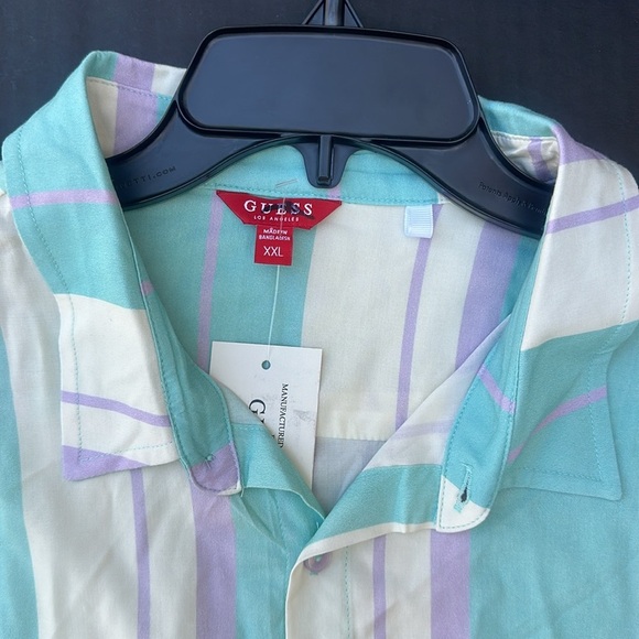 New GUESS Color Block Stripe Button Down Mens Shirt SZ XXL - Picture 2 of 7